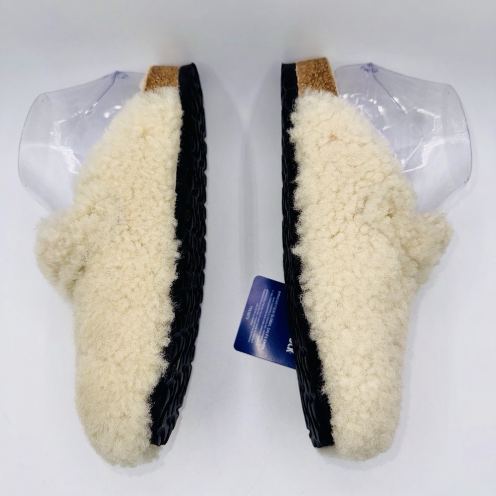 Birkenstock Boston Big Buckle Shearling Mules Women's Size 6 EU 37 Eggshell - Picture 8 of 16